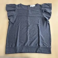 ROPÉ PICNIC ストライプフリル袖トップス 38 グレー