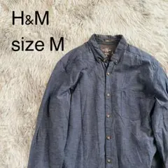 H&M エイチ・アンド・エム　長袖　シャツ　麻　ブルー　Mのサムネイル