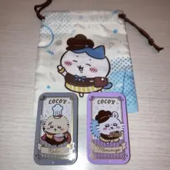 ちいかわ　ココス　コラボ　巾着　スライド缶ケース　ハチワレ　ラッコ　モモンガ
