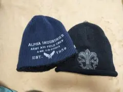 ALPHA INDUSTRIES ボア フリースビーニーネイビー/ブラック