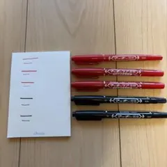 マッキー油性ペンZEBRA 極細マーカー 赤 黒 5本セット　中古品