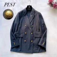 美品✨PLST プラステ リネンブレンドダブルジャケット 金ボタン M