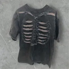 骨格プリント Tシャツ ダークグレー