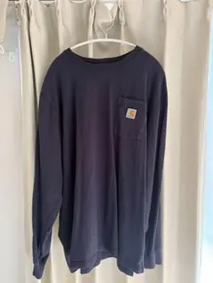 Carharttネイビー 長袖Tシャツ 胸ポケット付き