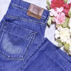 【未使用級】Max Mara ワイドパンツ デニム 白タグ レザーパッチ L