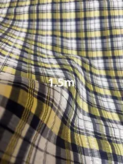 昭和レトロ生地　レモンネイビーチェック柄　ビンテージデッドストック生地1.5m