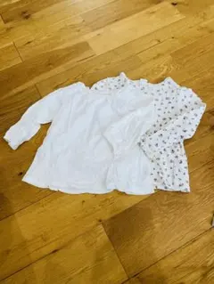 UNIQLO 80 H&M 86 長袖　白×花柄セット