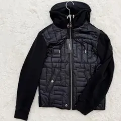 新品 ディーゼル 切替 中綿 フード ブルゾン ジャケット 黒 S〔M相当］