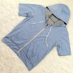 【エムケーオム ミッシェルクラン】✨️春夏服✨️水色 リバーシブル半袖パーカーLのサムネイル