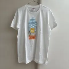【マクドナルド】ロゴ総柄 ユニフォーム　サッカーシャツ◆古着ヴィンテージTシャツ グラフィック＆ストライプ襟付きサッカーシャツ / ゲーム
