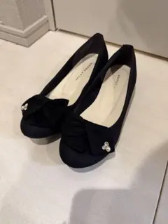 JELLY BEANS 黒 フラットシューズ リボン（取り外し可能）付き