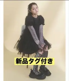 merry jenny チュールパフスリーブミニワンピース black