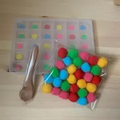 【ハンドメイド】楽しく色あそび知育ポンポンセット 幼児おもちゃ