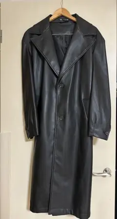 ZARA フェイクレザー ロングコート ブラック