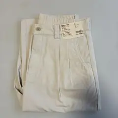 無印良品縦横ストレッチチノタックワイドパンツ アイボリー L