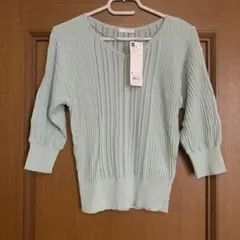 【5月末まで】GU レーシーリブコンビネーションセーター green