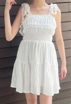 one way ミニフリルキャミワンピース　ホワイト