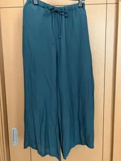 SM2/blueダークグリーン ガウチョパンツ ウエストリボン付き