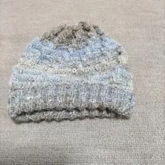 ハンドメイドニット帽　斜め模様