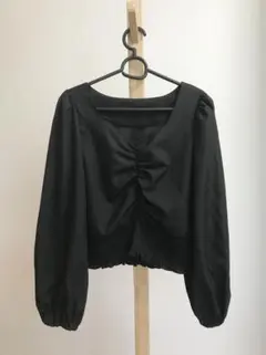 《即日発送》# イング　黒いルーズフィット長袖ブラウス