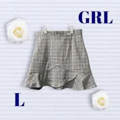 グレイル　スカンツパンツ　チェック　グレー系　バックファスナー　Lサイズ