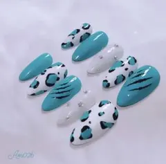 No.Am02 ネイルチップ　フルオーダー　アニマル柄　ヒョウ柄