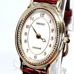 【電池新品】【美品】SEIKO EXCELINE 赤革 レディース腕時計