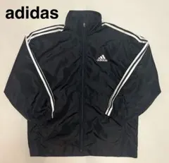 adidas ナイロンジャケット　古着　ワンポイントロゴ　ブラック　ビッグサイズ