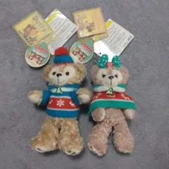 ダッフィー、シェリーメイ、クリスマスぬいぐるみキーホルダー