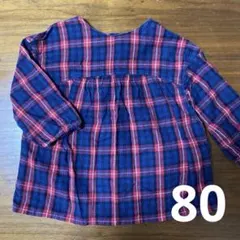 チェック柄長袖シャツ　チュニック　ワンピース　無印良品