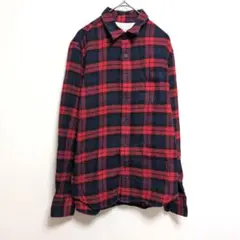 【無印良品】長袖 ネルシャツ チェック柄 カジュアル 男女兼用 赤,黒 S