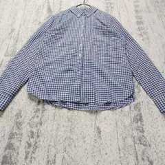 a1109　ギャップ　ボタンダウンシャツ　S　ギンガムチェック　青x白