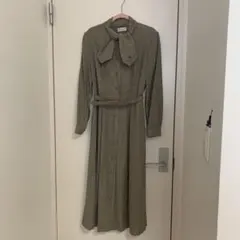 レトロワンピース　ブラウン　千鳥格子柄