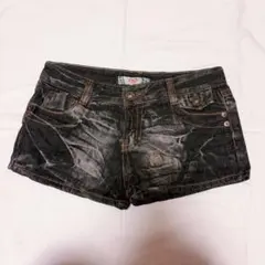 平成ギャル　Y2K ダークグレー デニム ショートパンツ