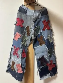 パッチワークリメイクデニムパンツ