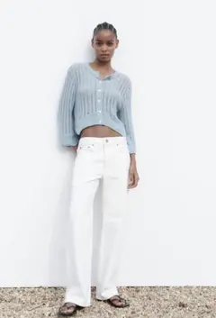 【お買い得】ZARA オープンニット　カーディガン　トップス クロップド