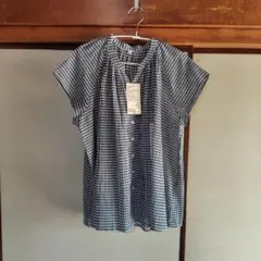 無印良品フレンチスリーブブラウス XL ギンガムチェック