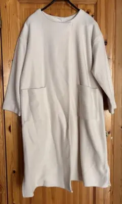 大きいサイズ ノーカラーコート ホワイト⭐︎3L