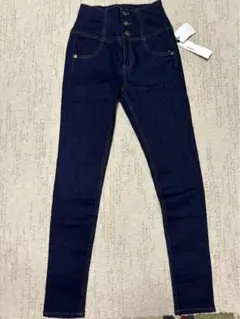 ヘザー　ハイウエスト スキニーデニム ダークブルー