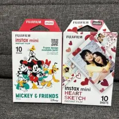 インスタックスミニフィルム10枚入り×2 ミッキー&フレンズ + ハートスケッチ