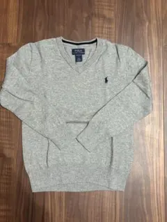 POLO グレー Vネックニットセーター