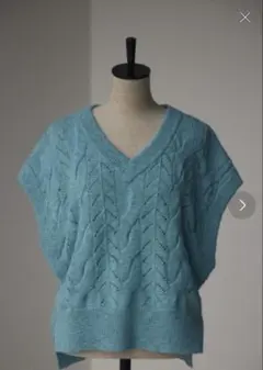 BLACK BY MOUSSY スラブVネックニットベスト　ライトブルー