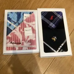 POLO タオルハンカチ 4枚セット ギフトボックス入り　Aquascutum