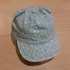 水色の花柄 ベビーキャップ 48cm