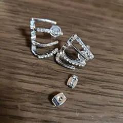 クリスタル装飾( 〃▽〃) シルバーフープピアス♪