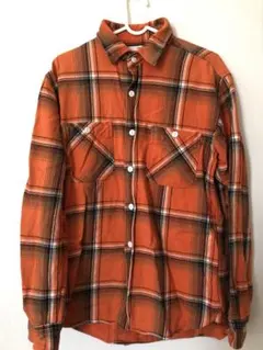 EDWIN オレンジ チェック柄 ネルシャツ M