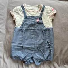 ミキハウス　ホットビスケッツ　デニム風ロンパース　70㎝