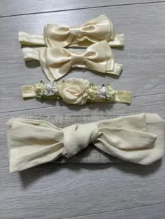 クリーム色のヘアバンドセット（4点）