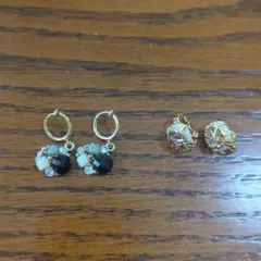 カラフルストーン ゴールドフープイヤリング2点+アクセサリーケース