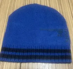 DIESEL 青 ニット帽 黒ストライプ　キッズ
